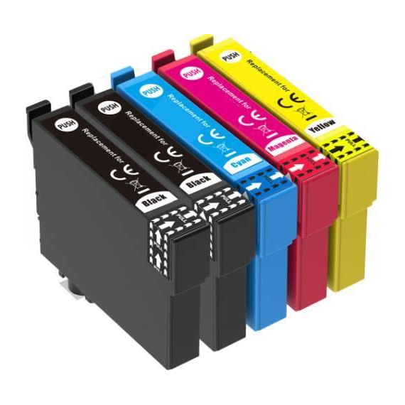 5 Cartucce compatibili Epson T1291 T1292 T1293 T1294  Mela (2 nero + 1x c/m/y)